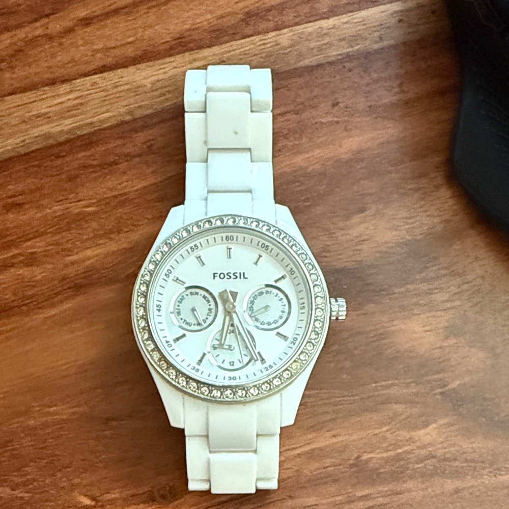 Fossil Women's White and Silver Watch